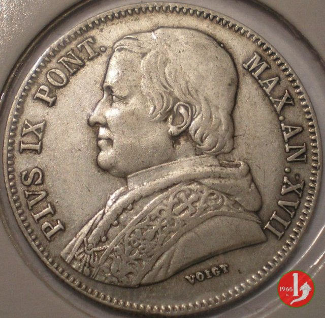 20 baiocchi (Doppio Giulio del 2° tipo) 1863 (Roma)