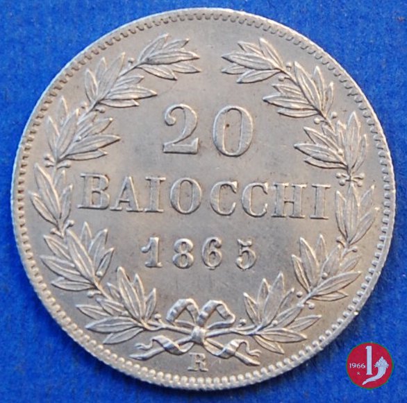 20 baiocchi (Doppio Giulio del 2° tipo) 1865 (Roma)