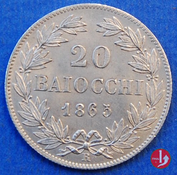 20 baiocchi (Doppio Giulio del 2° tipo) 1865 (Roma)