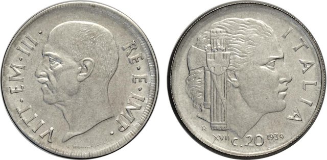 20 centesimi impero 1939 (Roma)