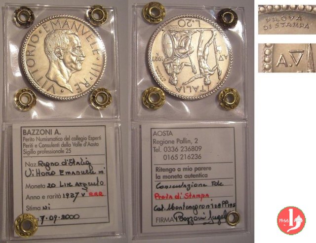 20 lire littore 1927 (Roma)