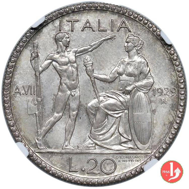 20 lire littore 1929 (Roma)