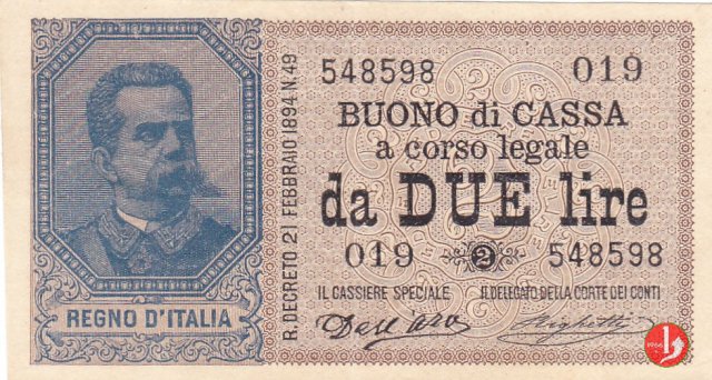 2 Lire Umberto I 1894