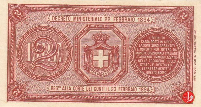 2 Lire Umberto I 1894