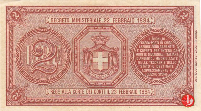 2 Lire Umberto I 1895