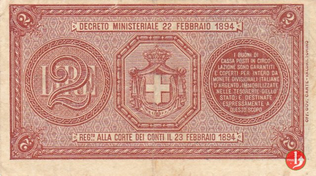 2 Lire Umberto I 1897