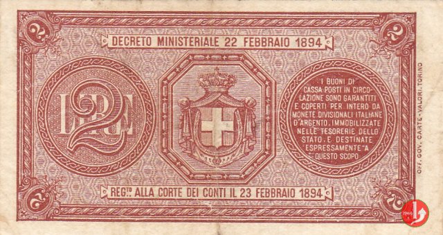 2 Lire Umberto I 1898