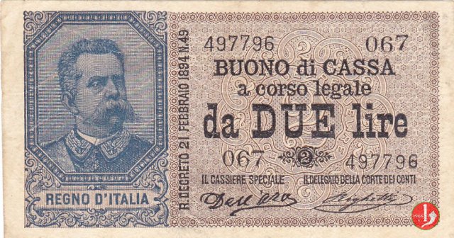 2 Lire Umberto I 1898