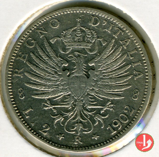 2 lire aquila sabauda 1902 (Roma)