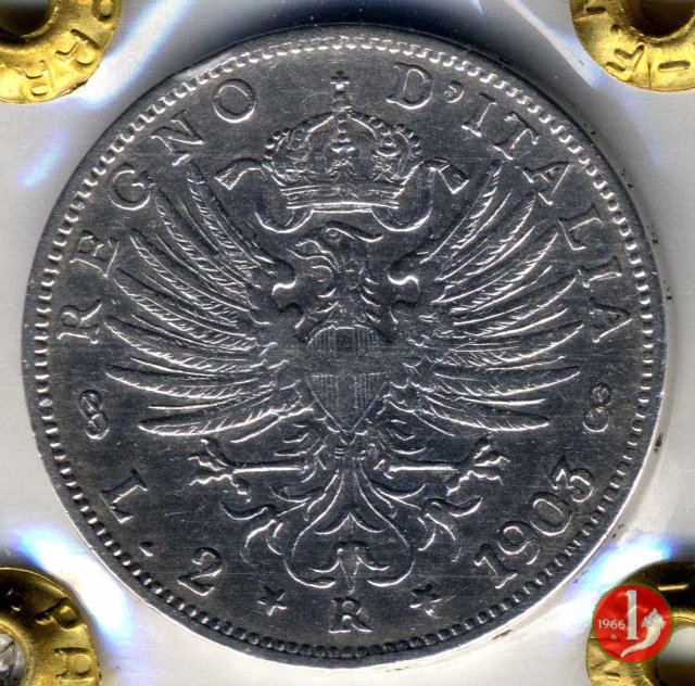 2 lire aquila sabauda 1903 (Roma)