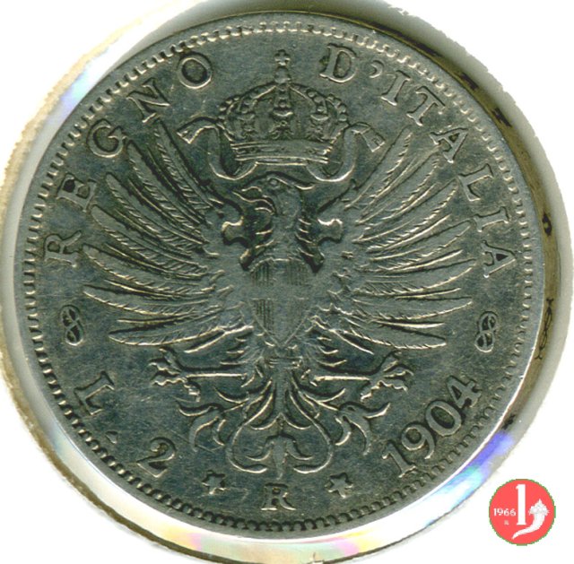 2 lire aquila sabauda 1904 (Roma)