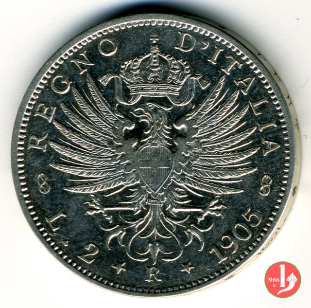 2 lire aquila sabauda 1905 (Roma)