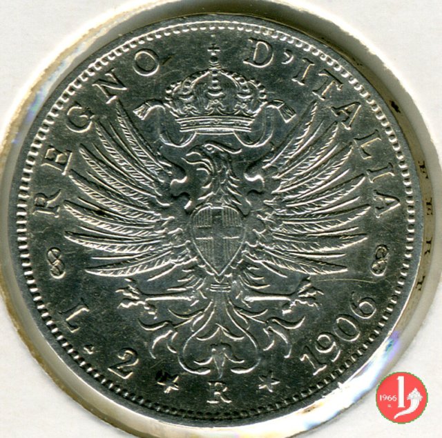 2 lire aquila sabauda 1906 (Roma)