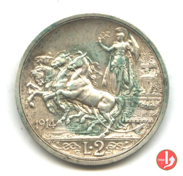 2 lire quadriga briosa 1914 (Roma)