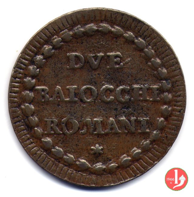 2 baiocchi del 1° tipo (A. XI - A. XXI) 1793-1794 (Roma)