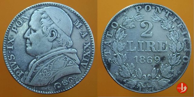 2 lire 1869 (Roma)