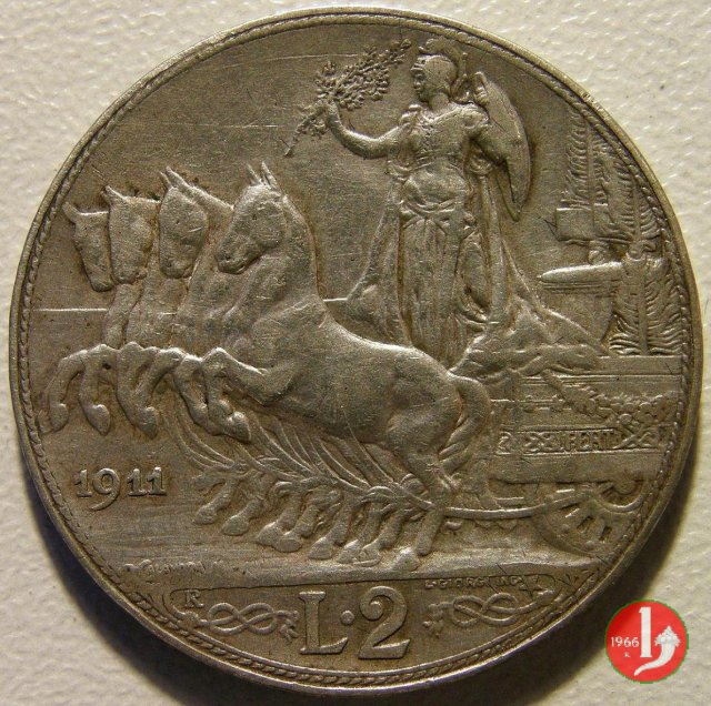 2 lire quadriga veloce 1911 (Roma)