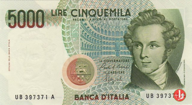 5.000 lire Bellini 1988