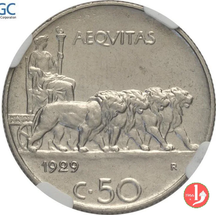 50 centesimi leoni 1929 (Roma)