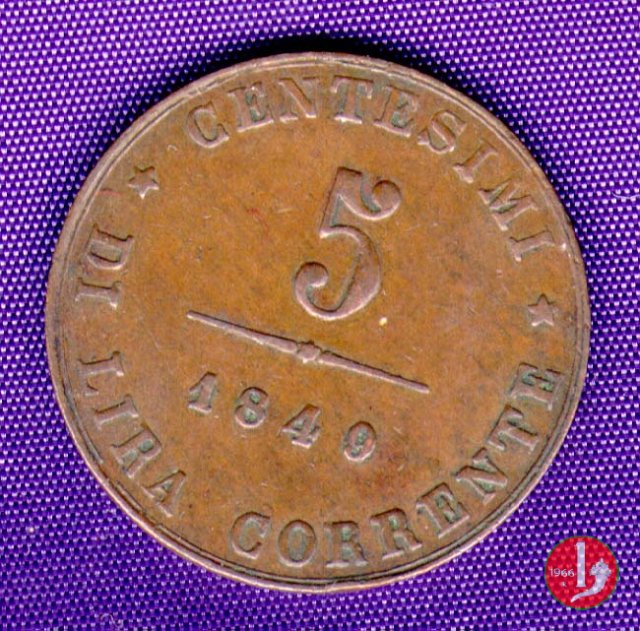 5 centesimi di lira corrente 1849 (Venezia)