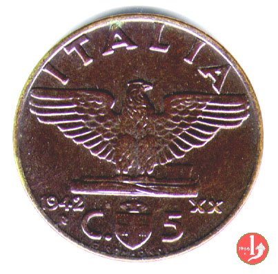 5 centesimi impero bronzital 1942 (Roma)