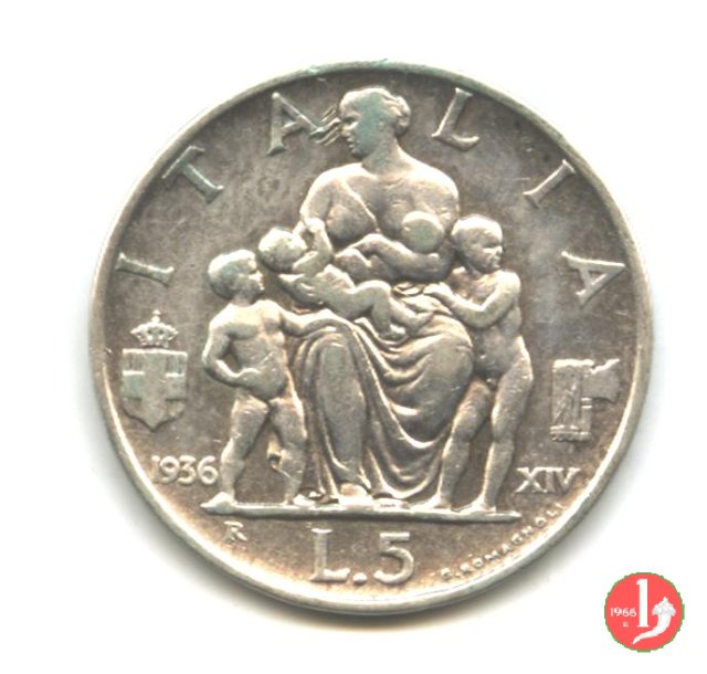 5 lire famiglia 1936 (Roma)