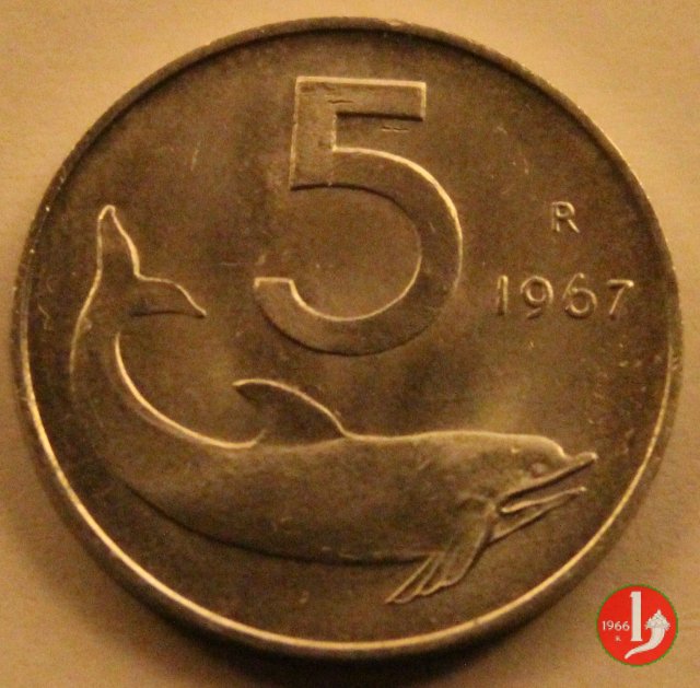 5 lire delfino 1967 (Roma)