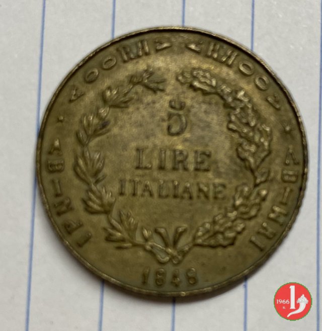 5 lire italiane 1848