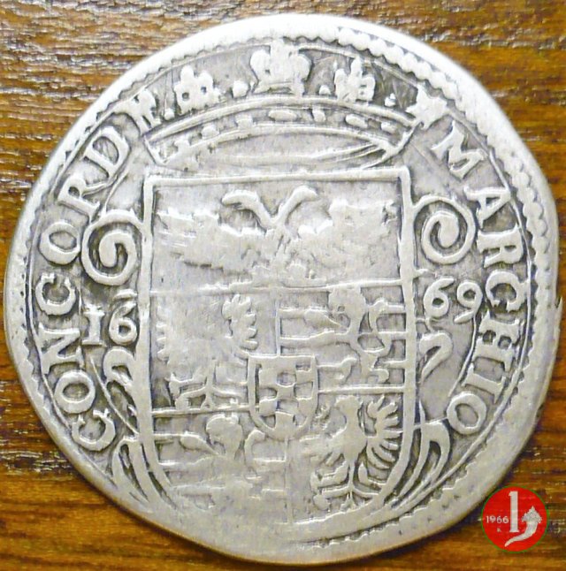 Lira con busto a destra 1669 (Mirandola)