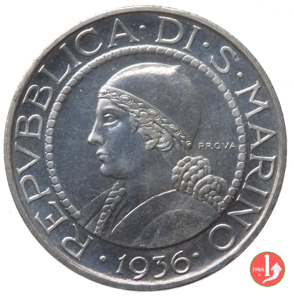 Prova 5 lire 2&deg; tipo 1936 (Roma)