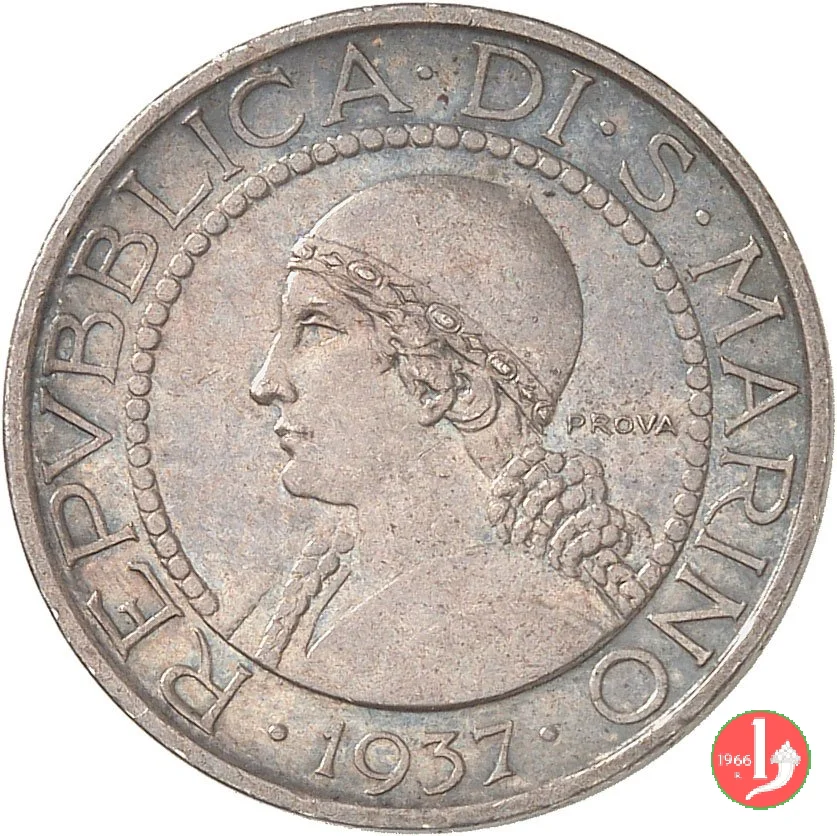 Prova 5 lire 2&deg; tipo 1937 (Roma)