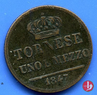 Tornese 1 e 1/2 1847 (Napoli)