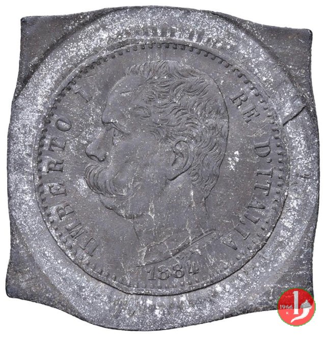 impronta in piombo su piastra 50 lire 1884 (Roma)