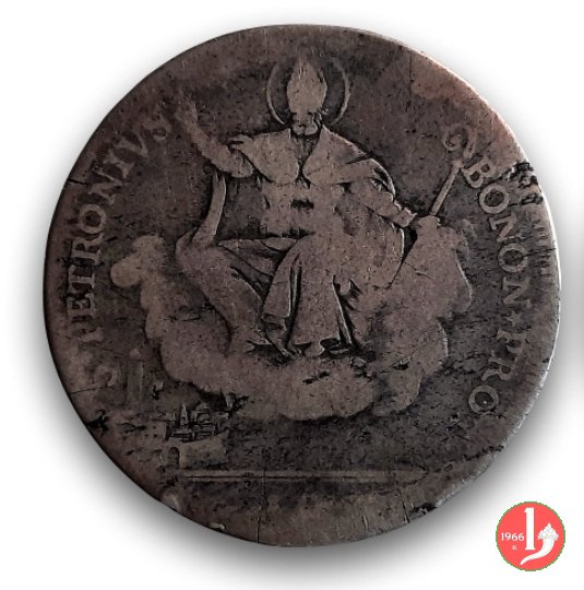 mezzo scudo romano santo seduto di fronte 1785 (Bologna)