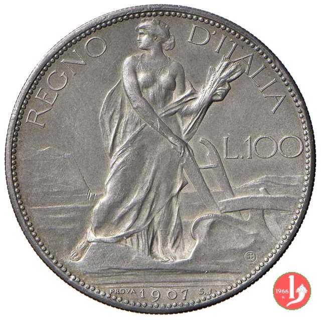 prima prova 100 lire 1907 1907 (Johnson)