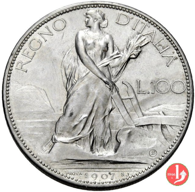 prima prova 100 lire 1907 1907 (Johnson)