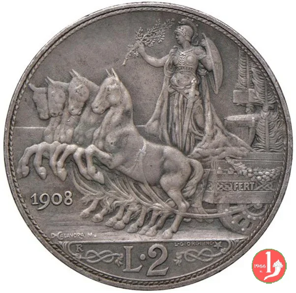 progetto 2 lire quadriga veloce 1908 (Roma)