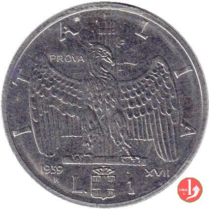 prova 1 lira impero 1939 (Roma)