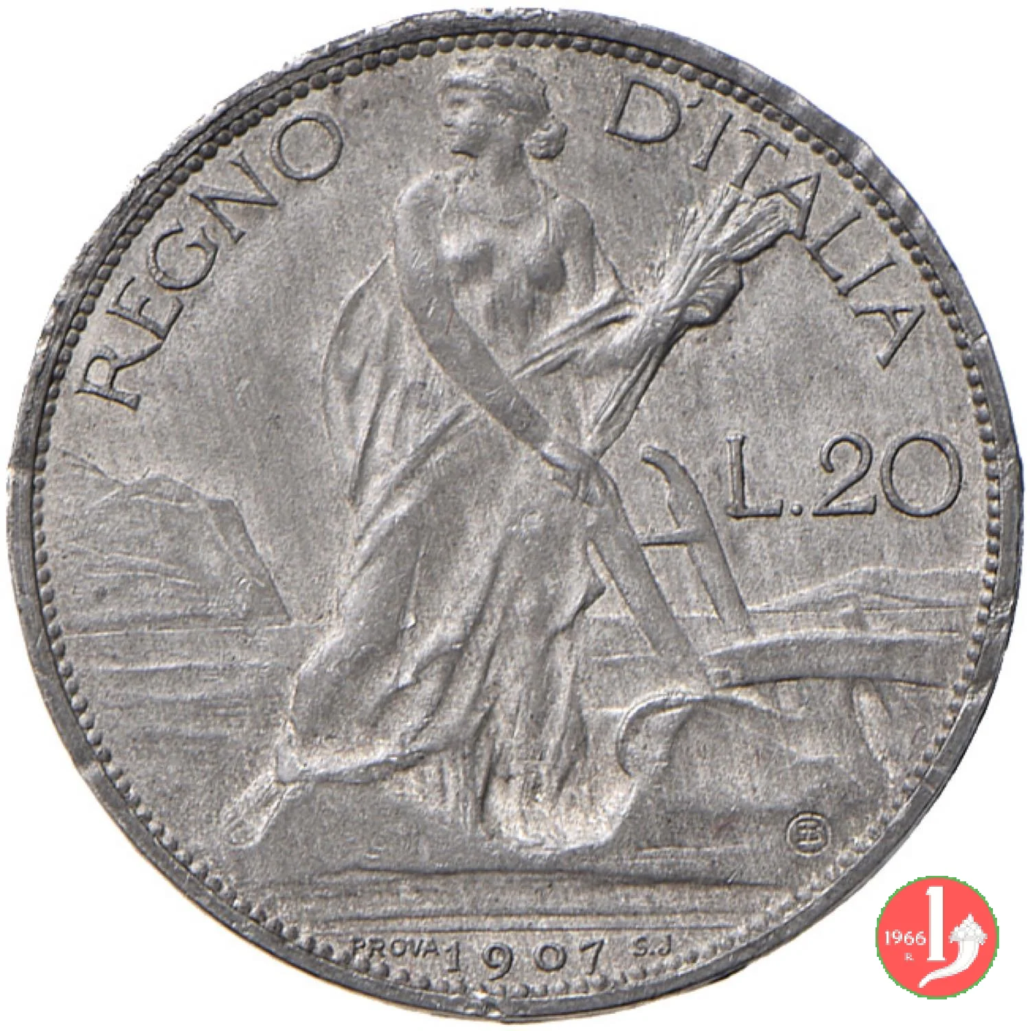 prova 20 lire 1907 1907 (Johnson)