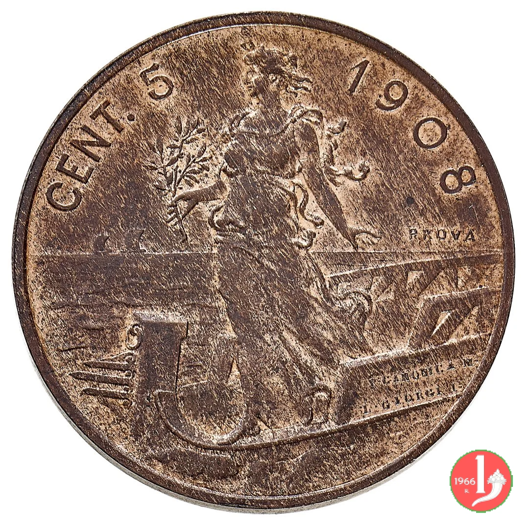 prova 5 centesimi prora 1908 (Roma)