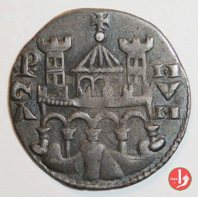 Grosso da quattro denari imperiali, con tetto a cinque spioventi 1236-1250 (Bergamo)