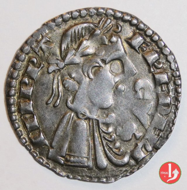 Grosso da quattro denari imperiali, con tetto a quattro spioventi 1236-1256 (Bergamo)