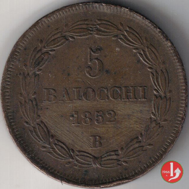 5 baiocchi 2° tipo 1852 (Bologna)