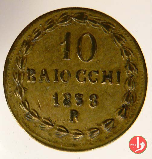 10 baiocchi (Giulio o Paolo) 1858 (Roma)