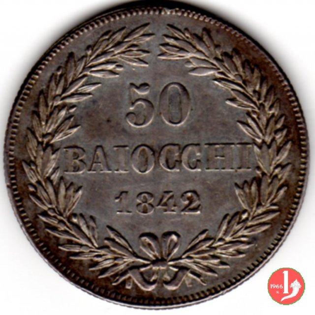 50 Baiocchi (Mezzo Scudo Romano) 1842 (Roma)