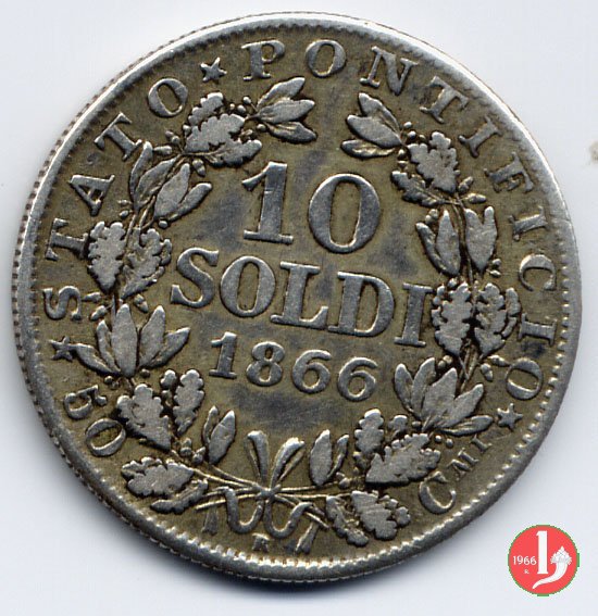 10 soldi - 50 centesimi 1866 (Roma)