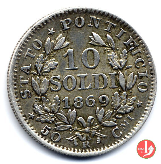 10 soldi - 50 centesimi 1869 (Roma)