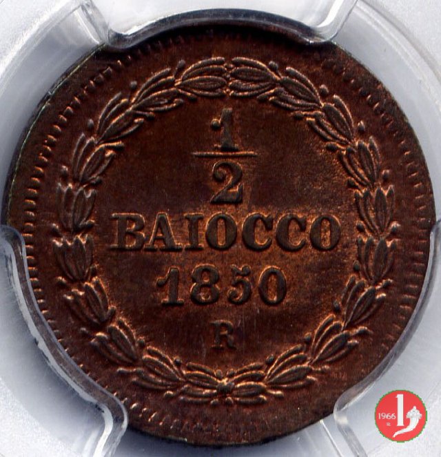 1/2 baiocco scudo a targa 1850 (Roma)