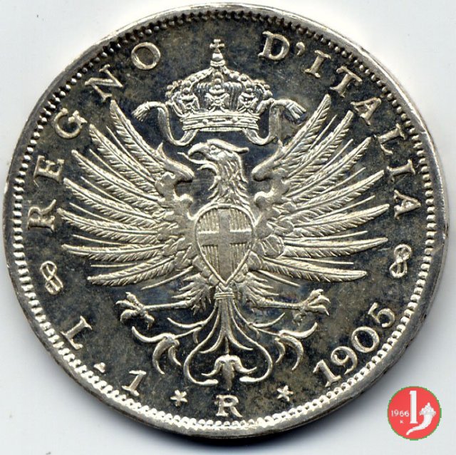 1 lira aquila sabauda 1905 (Roma)