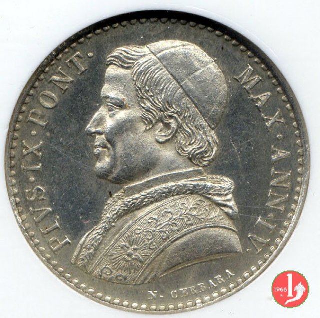 20 baiocchi (Doppio Giulio del 1° tipo) 1849 (Roma)